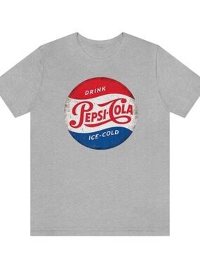 Pepsi Gray Tee with Red White Blue Logo retro Y2K nostalgic vibe sz small A0183